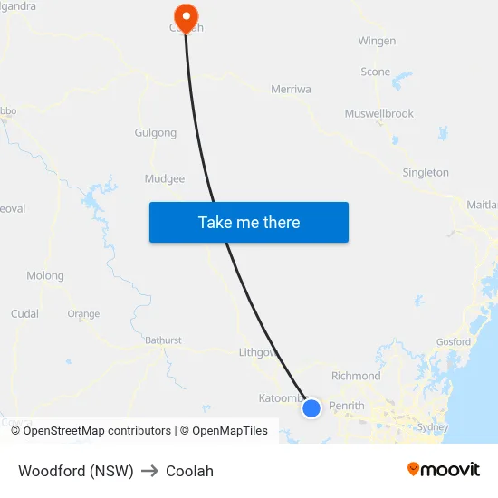 Woodford (NSW) to Coolah map