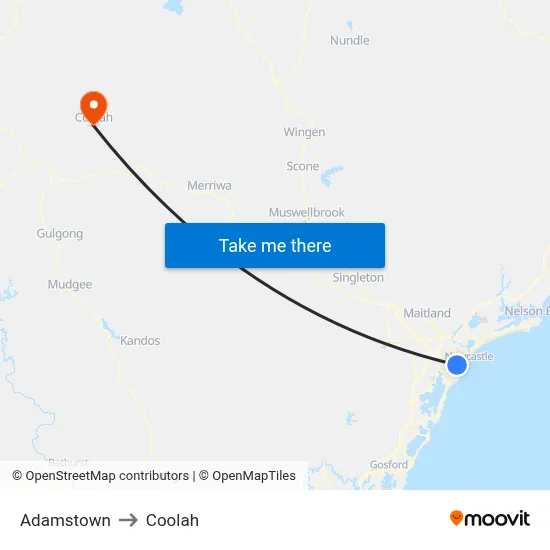 Adamstown to Coolah map