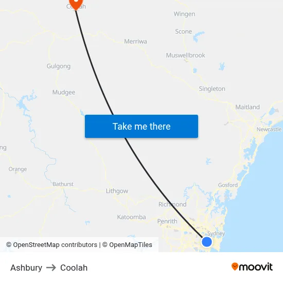 Ashbury to Coolah map