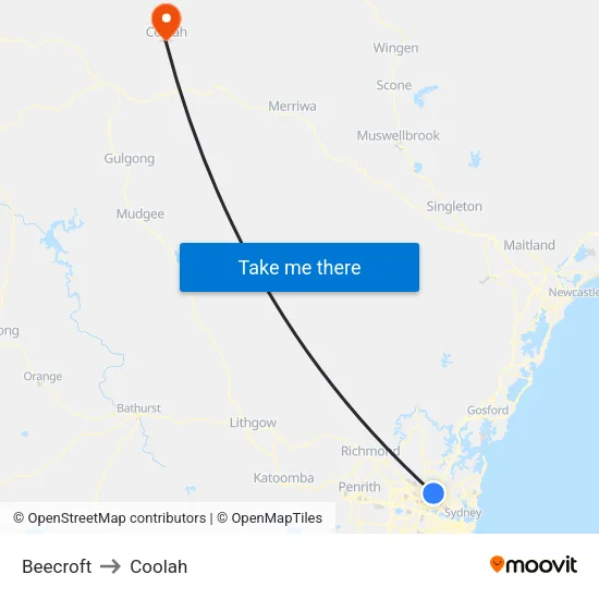 Beecroft to Coolah map