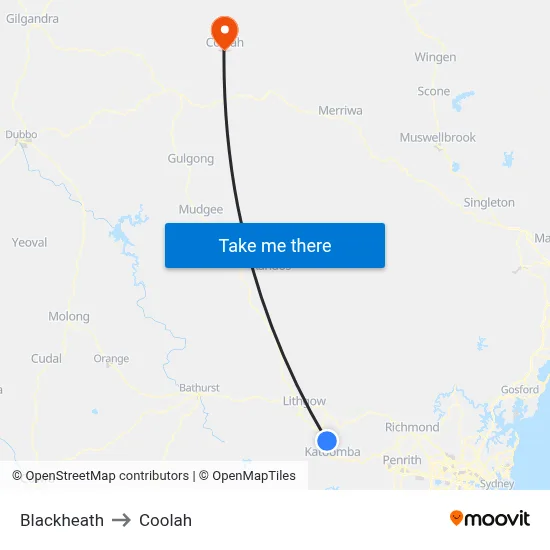 Blackheath to Coolah map