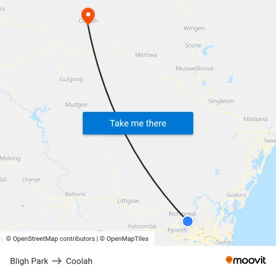 Bligh Park to Coolah map