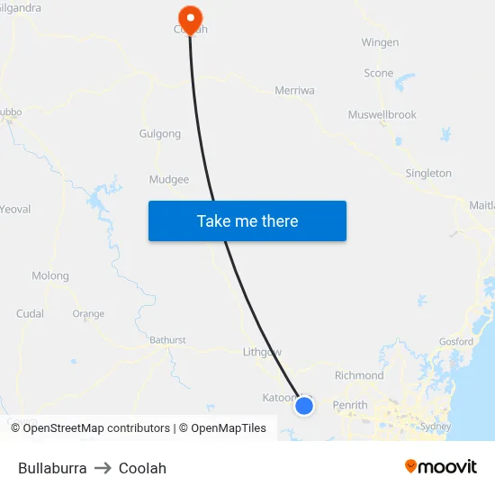 Bullaburra to Coolah map