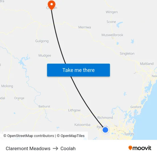 Claremont Meadows to Coolah map
