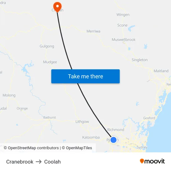 Cranebrook to Coolah map