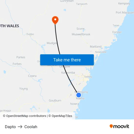 Dapto to Coolah map