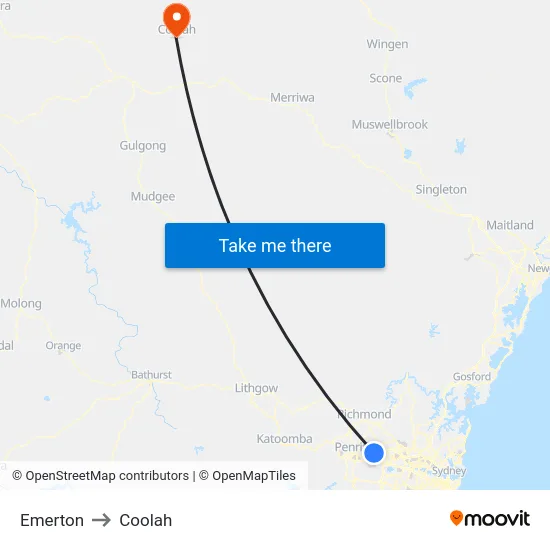 Emerton to Coolah map