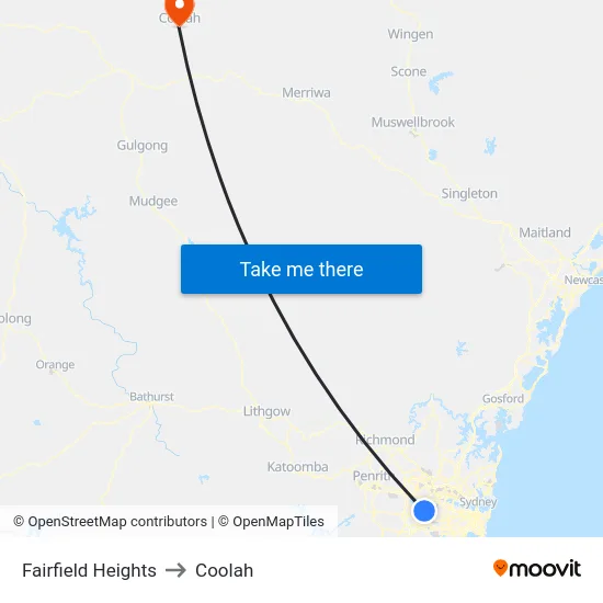 Fairfield Heights to Coolah map