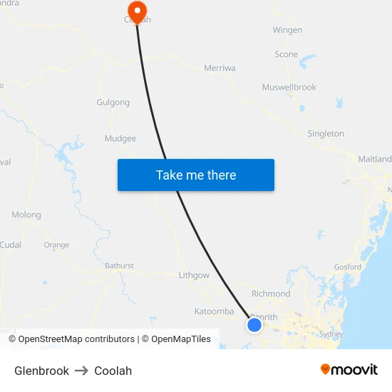Glenbrook to Coolah map