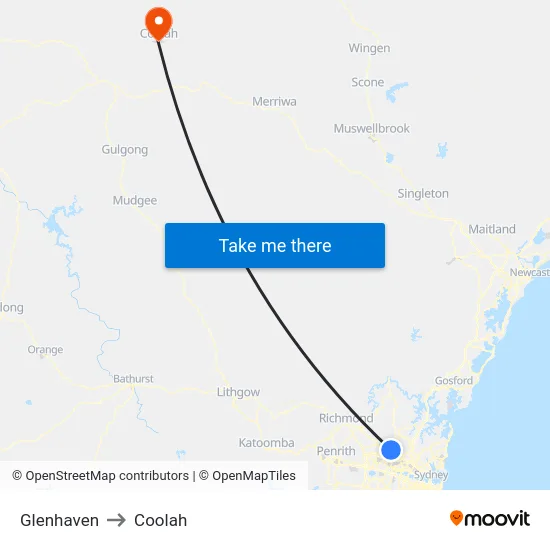 Glenhaven to Coolah map