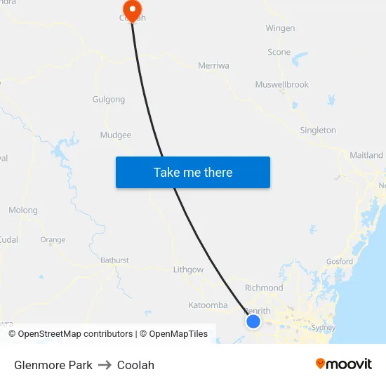 Glenmore Park to Coolah map