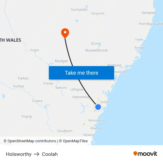 Holsworthy to Coolah map