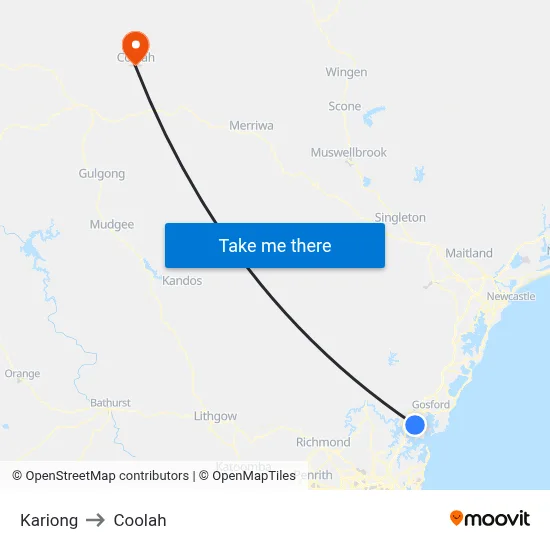 Kariong to Coolah map