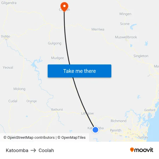 Katoomba to Coolah map