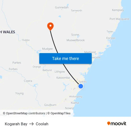 Kogarah Bay to Coolah map