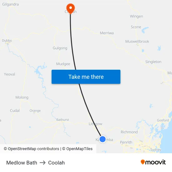 Medlow Bath to Coolah map