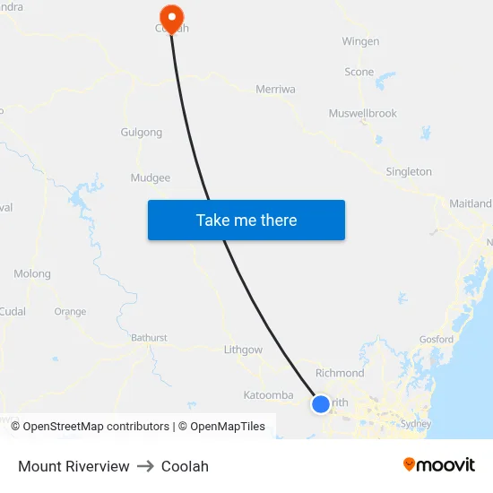 Mount Riverview to Coolah map