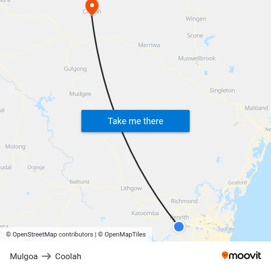 Mulgoa to Coolah map