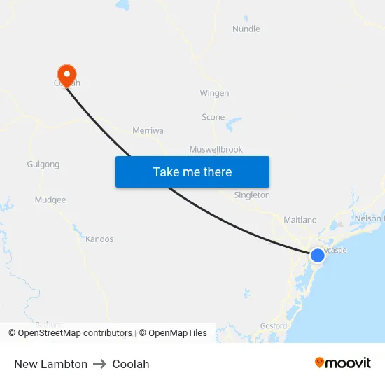 New Lambton to Coolah map