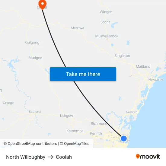 North Willoughby to Coolah map