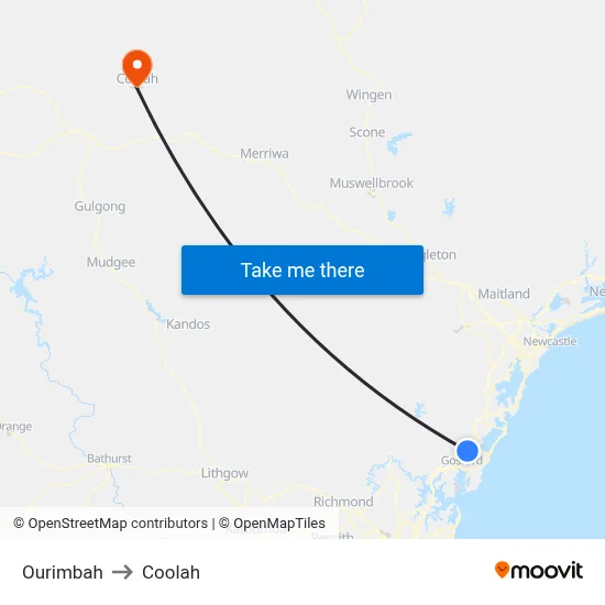 Ourimbah to Coolah map