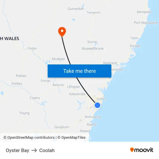 Oyster Bay to Coolah map