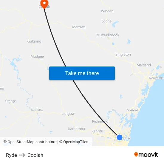 Ryde to Coolah map