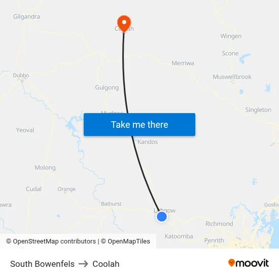 South Bowenfels to Coolah map