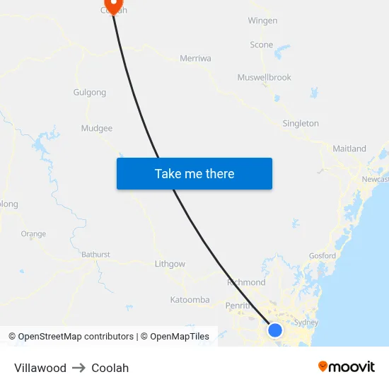 Villawood to Coolah map