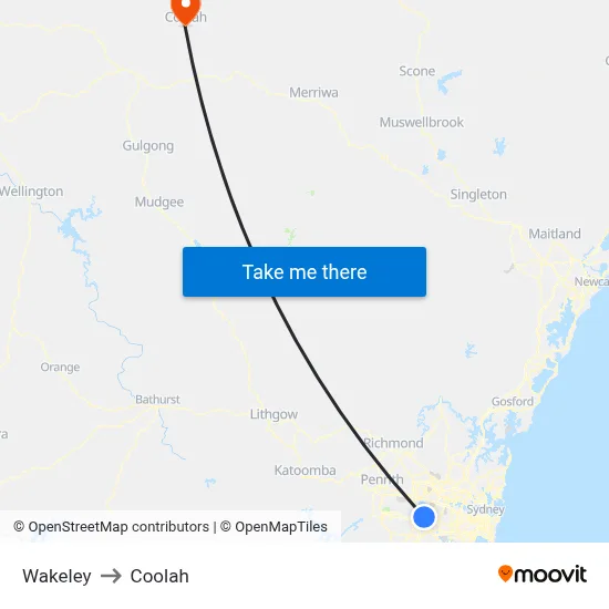 Wakeley to Coolah map