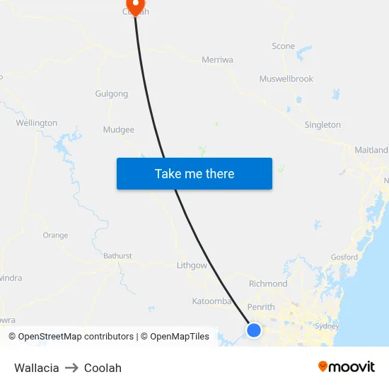 Wallacia to Coolah map