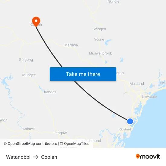 Watanobbi to Coolah map
