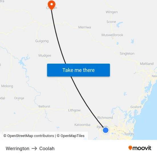 Werrington to Coolah map