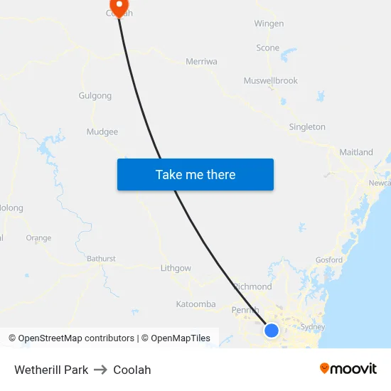 Wetherill Park to Coolah map