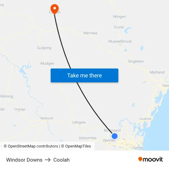 Windsor Downs to Coolah map