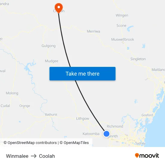 Winmalee to Coolah map