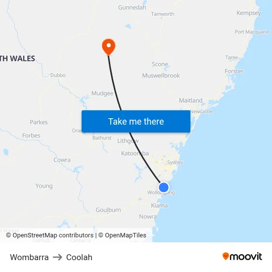Wombarra to Coolah map