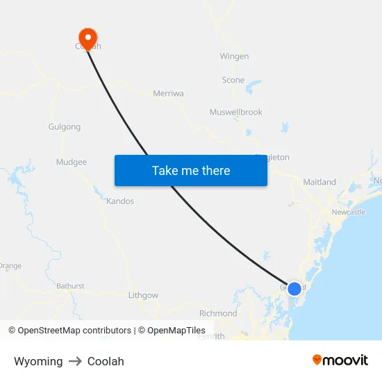 Wyoming to Coolah map
