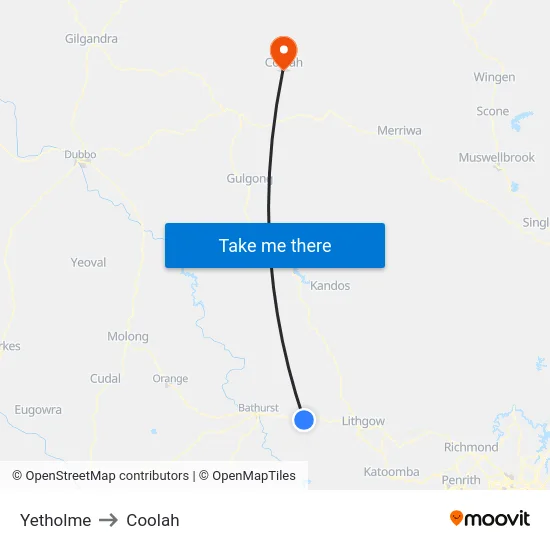 Yetholme to Coolah map