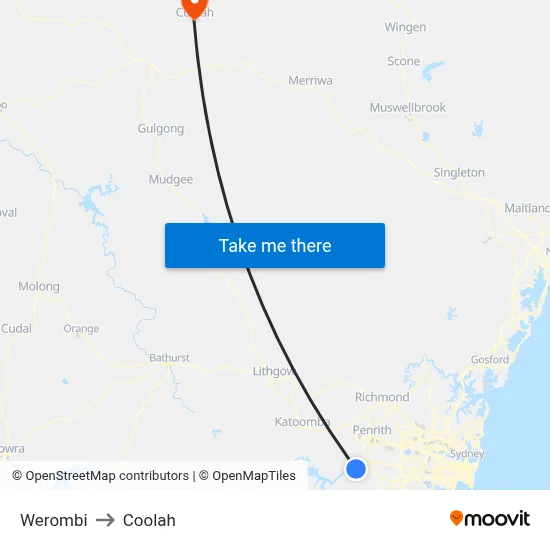 Werombi to Coolah map