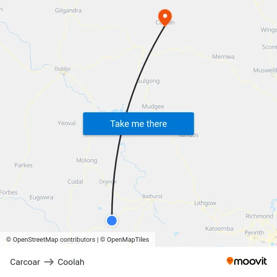 Carcoar to Coolah map