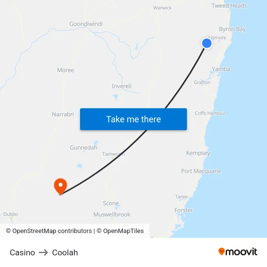 Casino to Coolah map