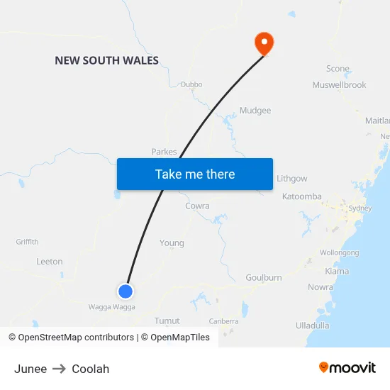 Junee to Coolah map