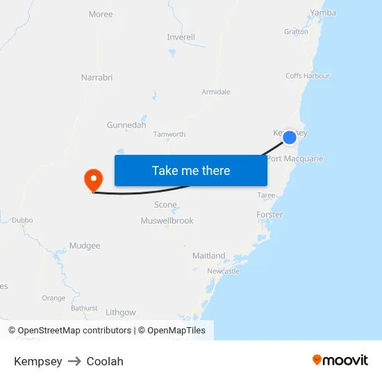 Kempsey to Coolah map