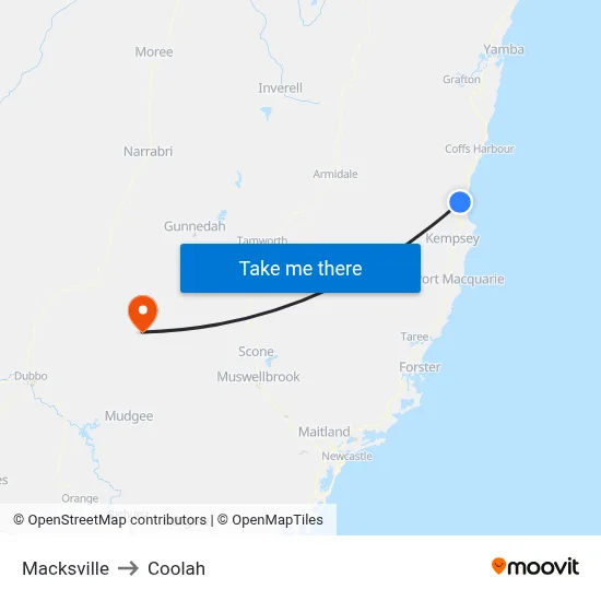 Macksville to Coolah map
