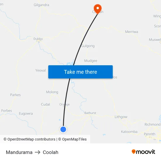 Mandurama to Coolah map