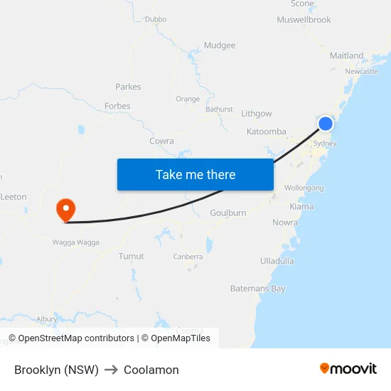 Brooklyn (NSW) to Coolamon map