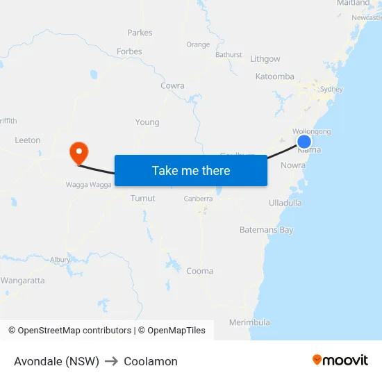 Avondale (NSW) to Coolamon map