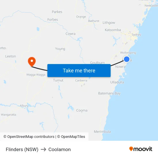 Flinders (NSW) to Coolamon map