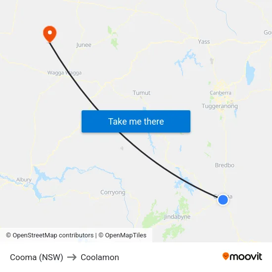 Cooma (NSW) to Coolamon map